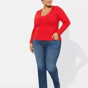 NWT Torrid Racing Red Fitted Pullover Sweater in Size 2 (18/20)